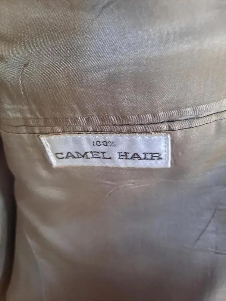 Brooks‎ Brothers Tan Plaid 2 Button Blazer 100% Camel Hair